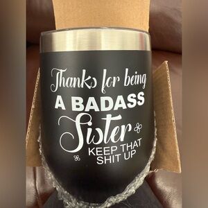 Black Insulated Tumbler with Sister funny Quote
